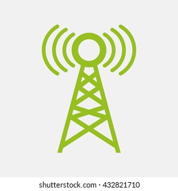 Green icon of Network Tower on Light Gray background. Eps-10.