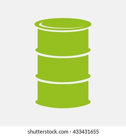 Green icon of Oil Drum on Light Gray background. Eps-10.