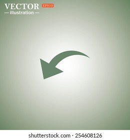Green icon on a green background. arrow indicates the direction, vector illustration, EPS 10