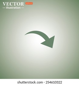 Green icon on a green background. arrow indicates the direction, vector illustration, EPS 10