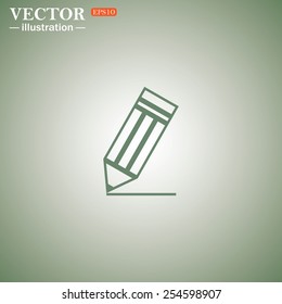 Green icon on a green background. black pencil, vector, EPS 10