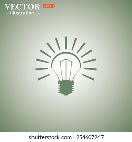 Green icon on a green background. bulb icon, vector illustration, EPS 10