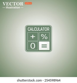 Green icon on a green background. calculator, vector illustration, EPS 10