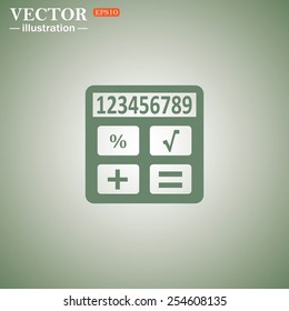 Green icon on a green background. icon calculator, vector illustration, EPS 10