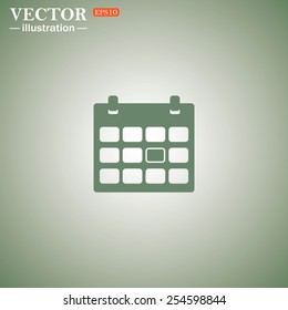 Green icon on a green background. Calendar, vector illustration, EPS 10