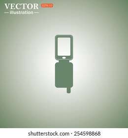 Green icon on a green background. Case for phone , vector illustration, EPS 10
