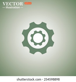 Green icon on a green background. Cog Settings , vector illustration, EPS 10