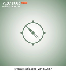 Green icon on a green background. Compass , vector illustration, EPS 10