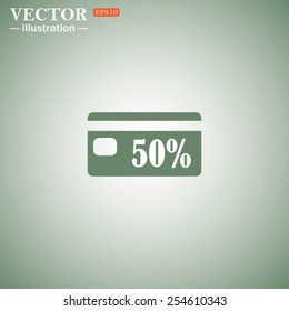 Green icon on a green background. Discount label, vector illustration, EPS 10
