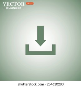 Green icon on a green background. Download.  Vector illustration EPS 10