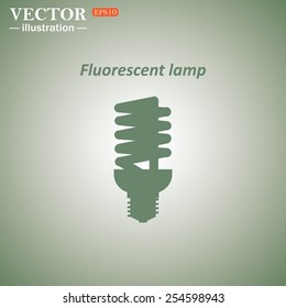 Green icon on a green background. fluorescent lamp, vector illustration, EPS 10
