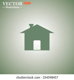 Green icon on a green background. Home, vector illustration, EPS 10