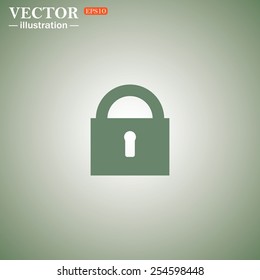 Green icon on a green background. lock black , vector illustration, EPS 10