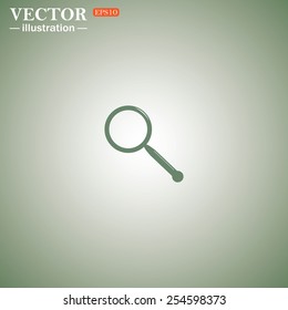 Green icon on a green background. Magnifying glass. Search , vector illustration, EPS 10