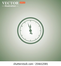 Green icon on a green background. mechanical clock. Vector illustration, EPS 10 