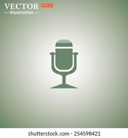Green icon on a green background. Microphone. Voice recording, vector illustration, EPS 10