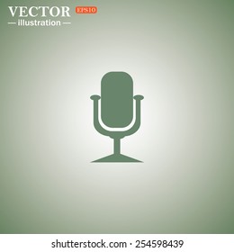 Green icon on a green background. Microphone. Voice recording, vector illustration, EPS 10