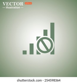 Green icon on a green background. no signal, poor signal strength, signal strength indicator, vector illustration, EPS 10
