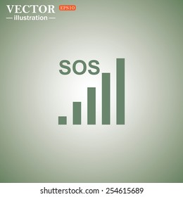 Green icon on a green background. no signal, poor signal strength, signal strength indicator, vector illustration, EPS 10