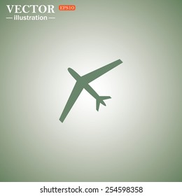 Green icon on a green background. plane, vector, EPS 10