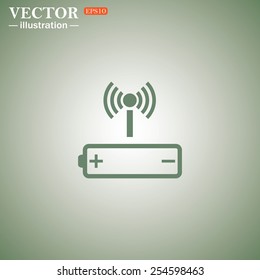 Green icon on a green background. power management through a wi-fi network, vector, EPS 10