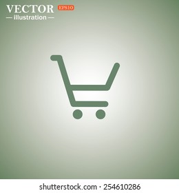 Green icon on a green background. put in shopping cart , vector illustration, EPS 10