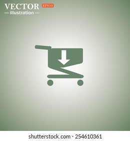 Green icon on a green background. put in shopping cart , vector illustration, EPS 10