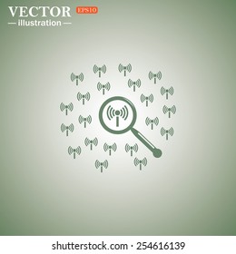 Green icon on a green background. Search wi-fi network , vector illustration, EPS 10