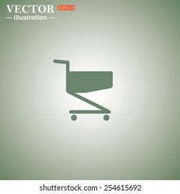 Green icon on a green background. Shoping basket , vector illustration, EPS 10