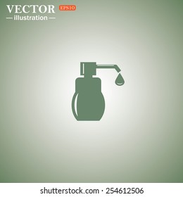 Green icon on a green background. Shower Gel, Liquid Soap, Lotion, Cream, Shampoo, Bath Foam. , vector illustration, EPS 10