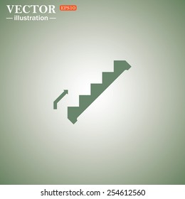 Green icon on a green background. staircase, vector illustration, EPS 10