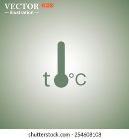 Green icon on a green background. Thermometer , vector illustration, EPS 10