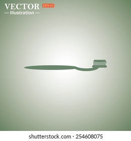 Green icon on a green background. Toothbrush and Toothpaste , vector illustration, EPS 10