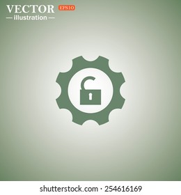 Green icon on a green background. unlock settings , vector illustration, EPS 10