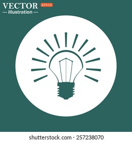 The green icon on a white circle on a green background. bulb icon, vector illustration, EPS 10