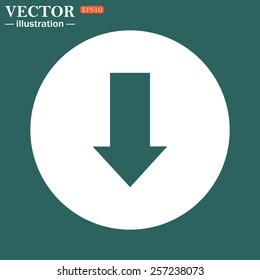 The green icon on a white circle on a green background. arrow indicates the direction, vector illustration, EPS 10