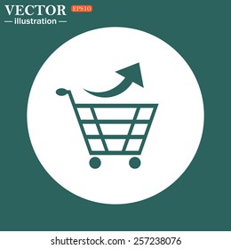 The green icon on a white circle on a green background. remove from the shopping cart, vector illustration, EPS 10