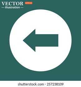 The green icon on a white circle on a green background. arrow indicates the direction, vector illustration, EPS 10