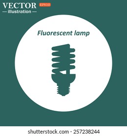 The green icon on a white circle on a green background. fluorescent lamp, vector illustration, EPS 10