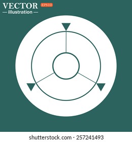 The green icon on a white circle on a green background. GPS navigation,  vector illustration, EPS 10