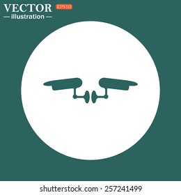 The green icon on a white circle on a green background. Two surveillance cameras, vector illustration, EPS 10