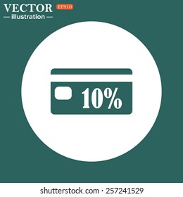 The green icon on a white circle on a green background. Discount label, vector illustration, EPS 10