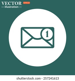The green icon on a white circle on a green background. SMS messages, vector illustration, EPS 10