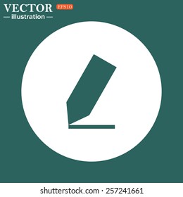 The green icon on a white circle on a green background. pencil, vector, EPS 10