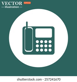 The green icon on a white circle on a green background. phone, vector illustration, EPS 10