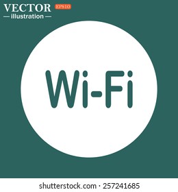 The green icon on a white circle on a green background. The wireless network , vector illustration, EPS 10