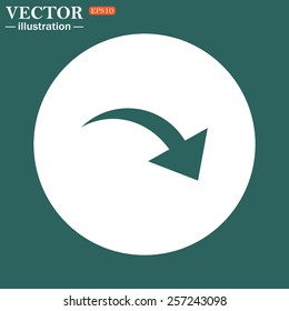 The green icon on a white circle on a green background. arrow indicates the direction, vector illustration, EPS 10
