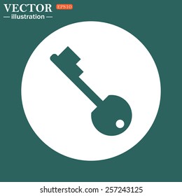 The green icon on a white circle on a green background. key, vector illustration, EPS 10
