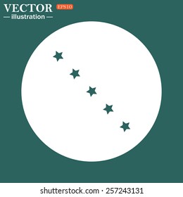The green icon on a white circle on a green background. stars, vector illustration, EPS 10