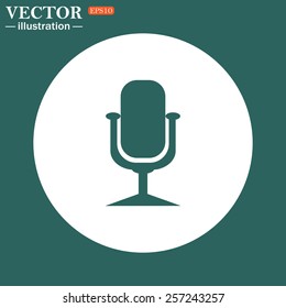 The green icon on a white circle on a green background. Microphone. Voice recording, vector illustration, EPS 10